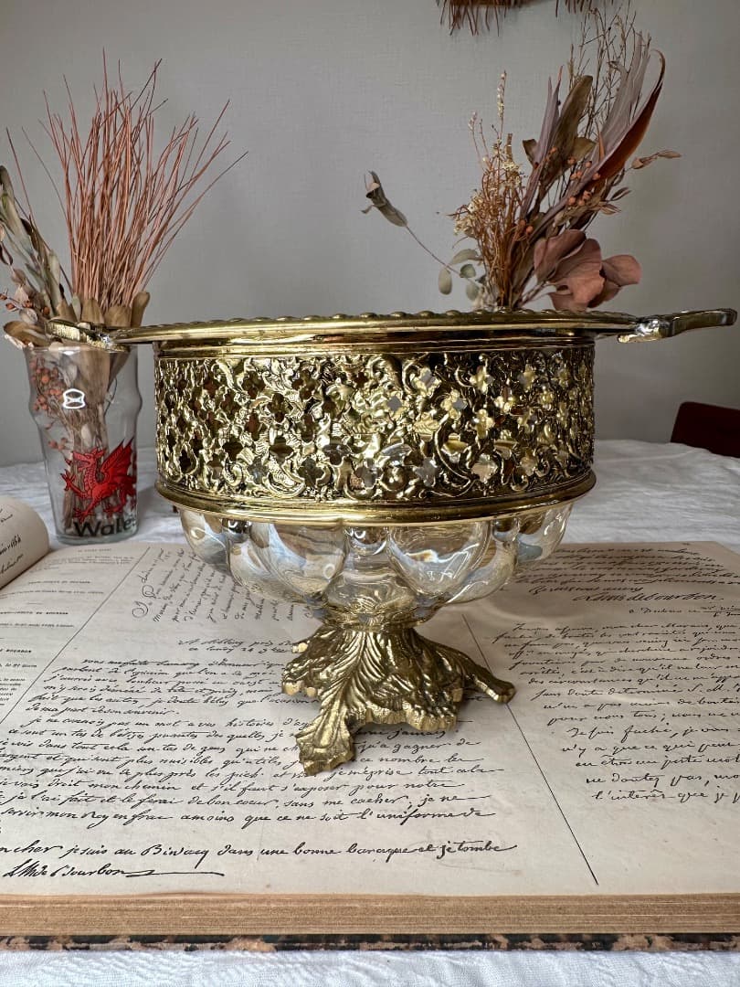 フランス ヴィンテージ ガラス コンポート