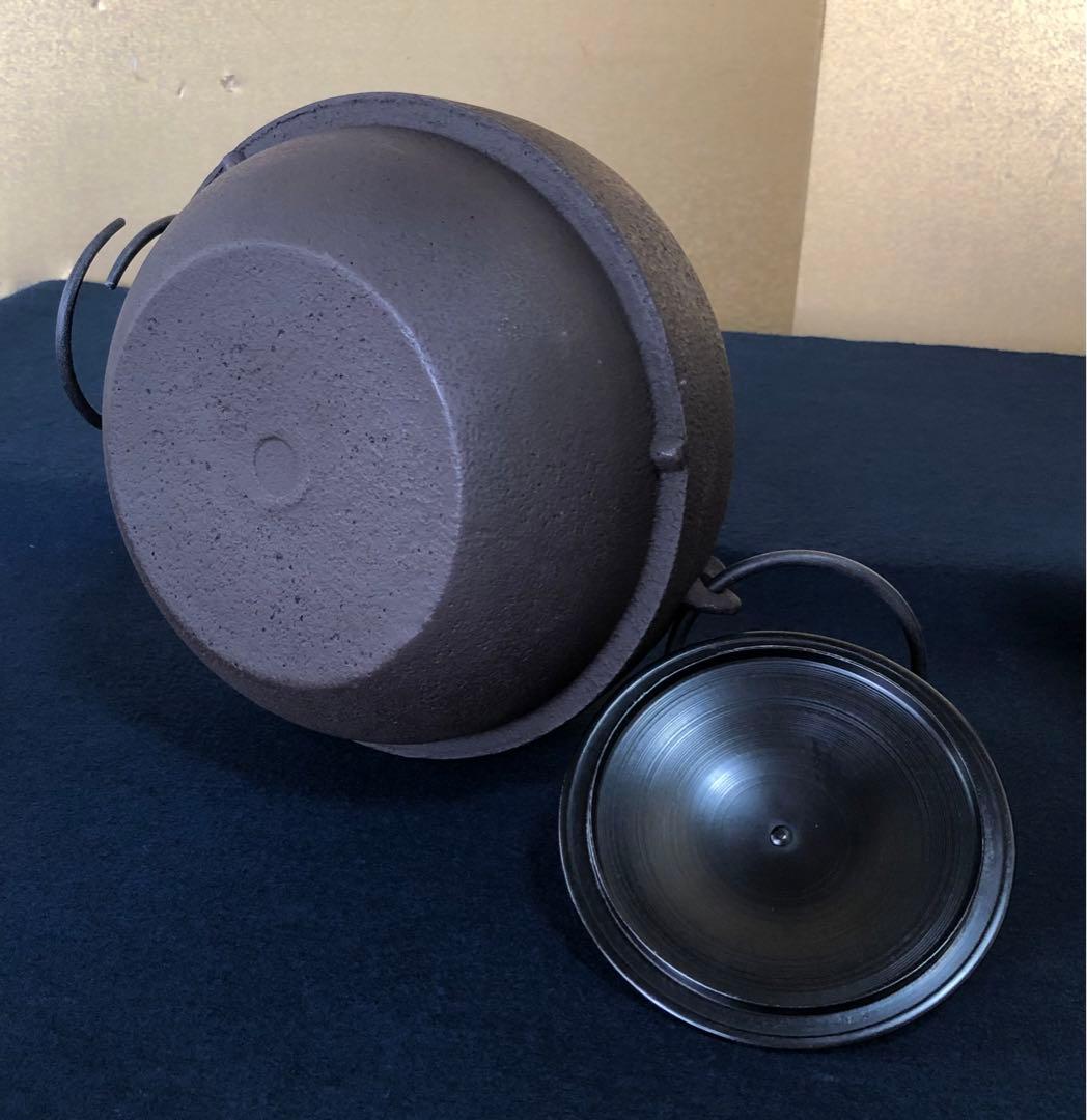 割引❗️《R》鋳銅 鬼面風炉 釜添 釜師畠春斎/風炉師寛 共箱　250716E3