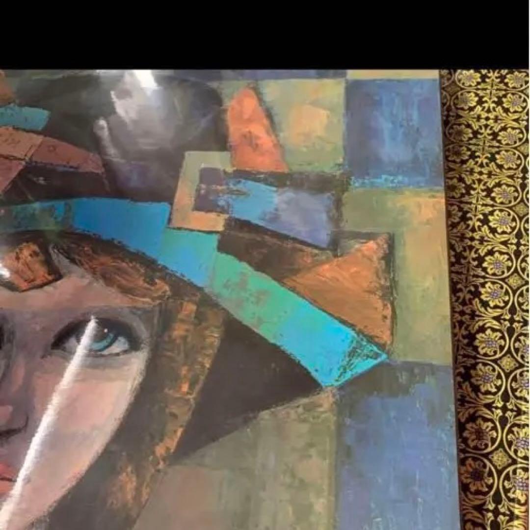 レトロアンティーク☆カラフル帽子女性☆絵画☆