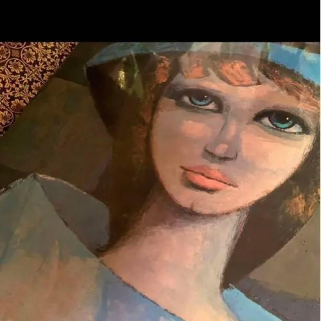 レトロアンティーク☆カラフル帽子女性☆絵画☆