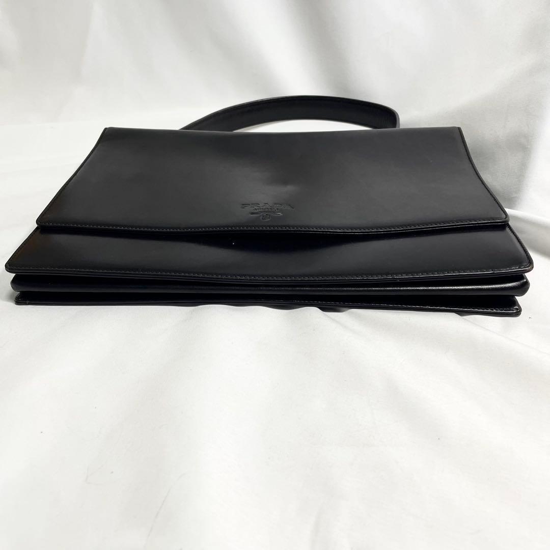 プラダ ロゴ レザー ハンド バッグ フラップ ワンハンドル　多機能　大容量