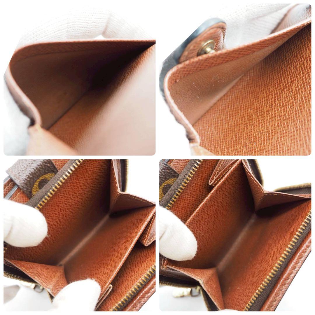 ルイヴィトン モノグラム コンパクトジップ 二つ折り財布 ブラウン