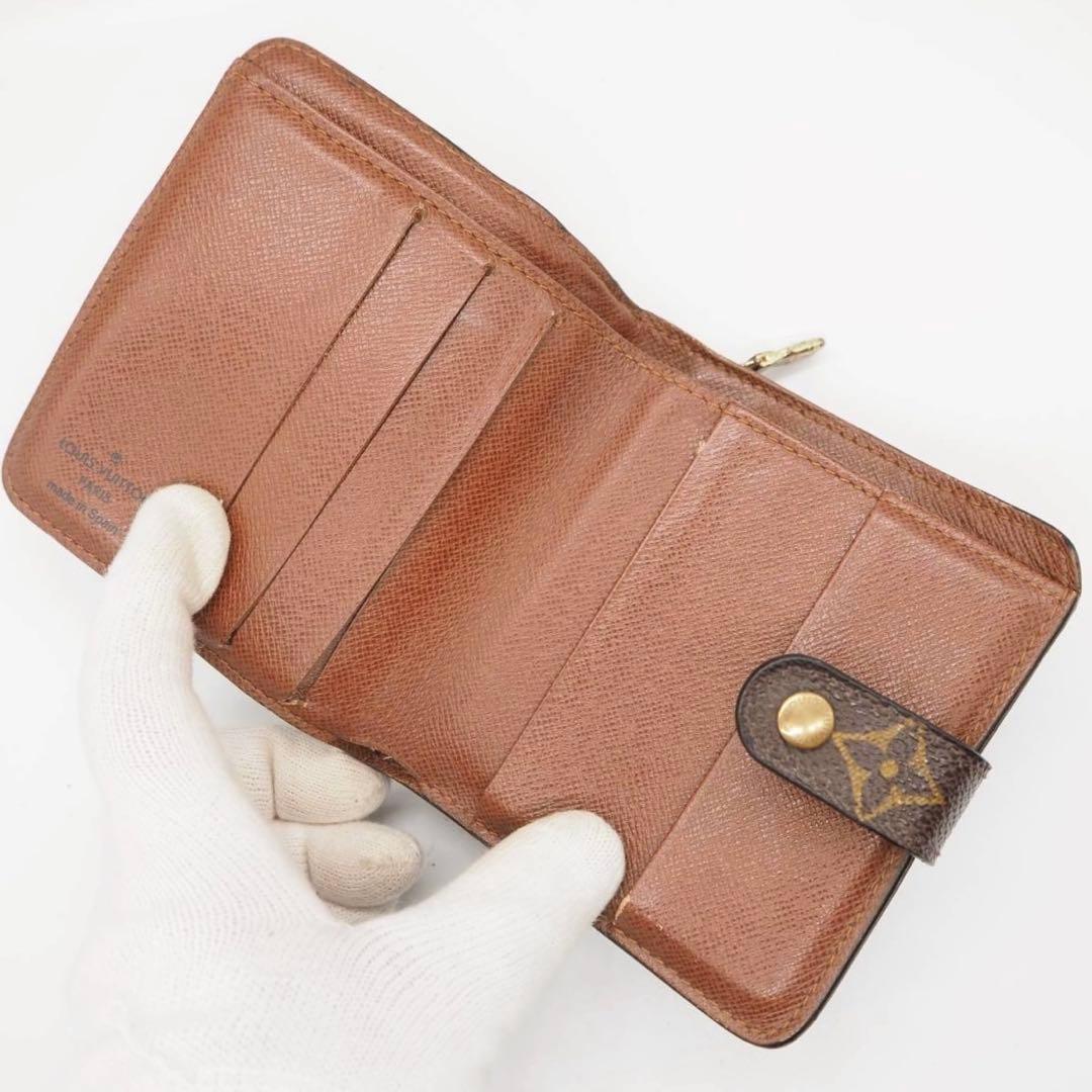 ルイヴィトン モノグラム コンパクトジップ 二つ折り財布 ブラウン