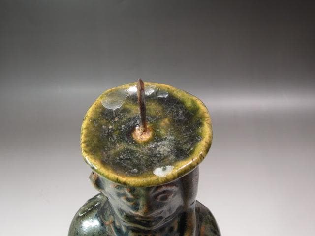 ★　北大路魯山人　織部　南蛮人　燭台★x588