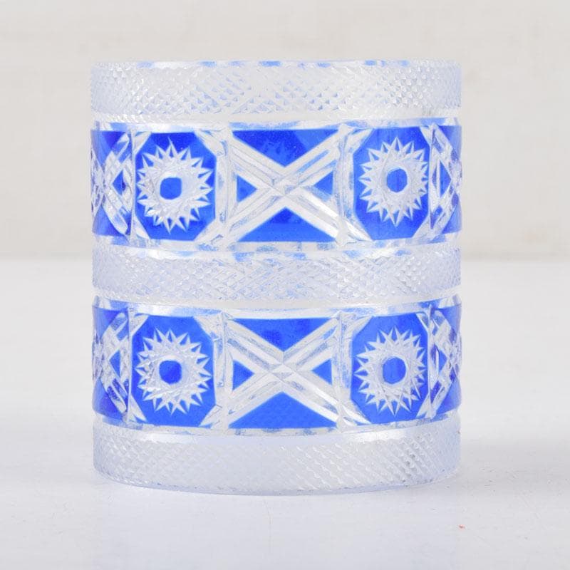 茶道具　硝子工芸　星野工房　義山　切子　蓋置　共箱　C　9072