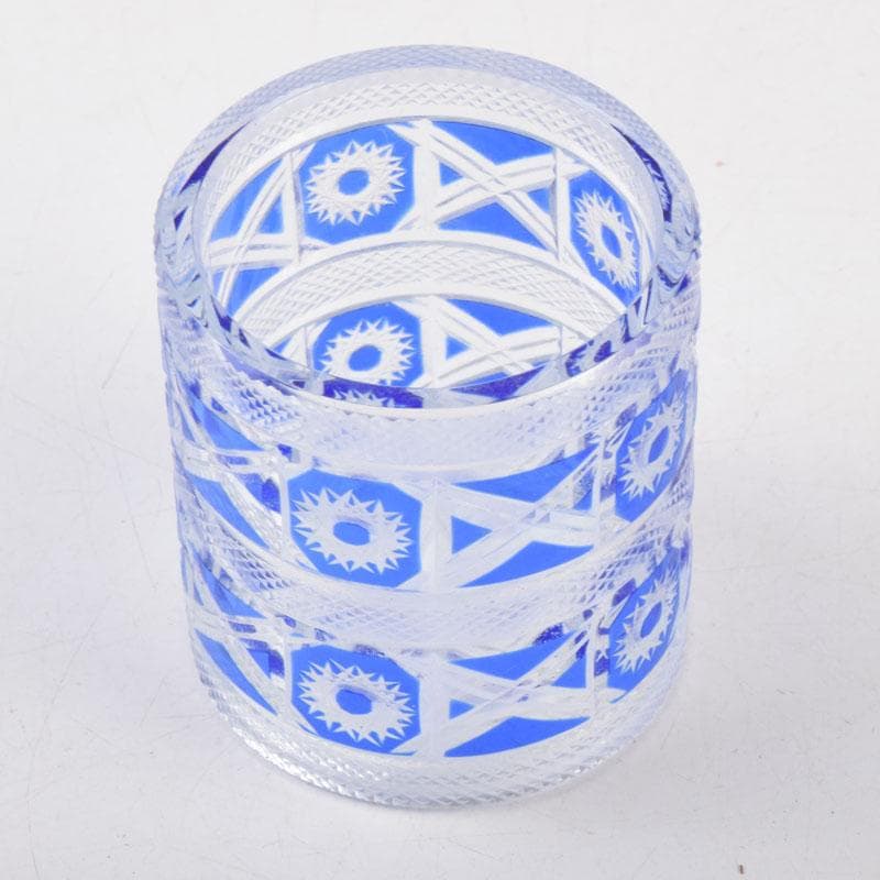 茶道具　硝子工芸　星野工房　義山　切子　蓋置　共箱　C　9072