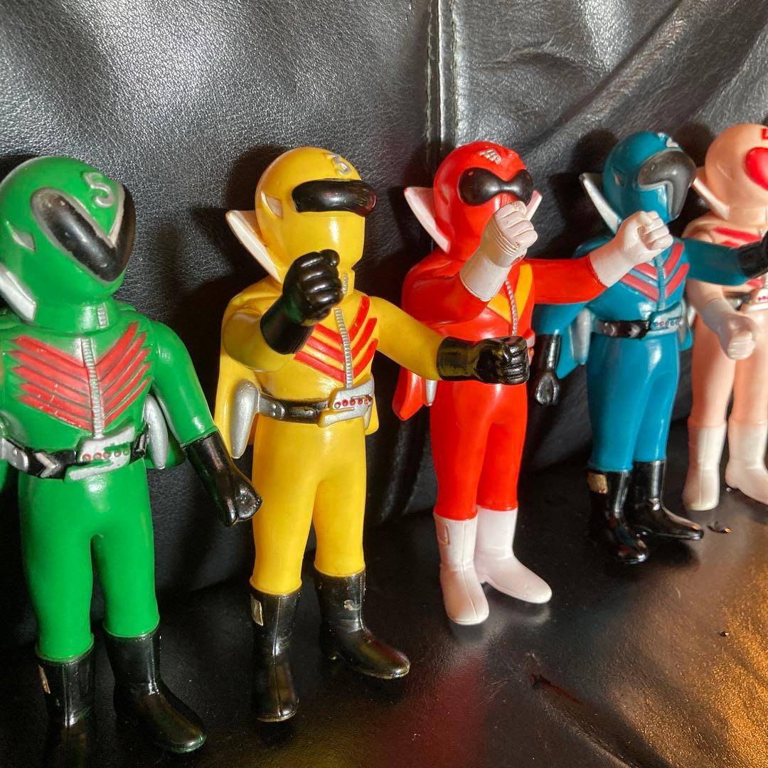 ゴレンジャー　ソフビ　5体　セット　レア　約13センチ　レトロ　当時物