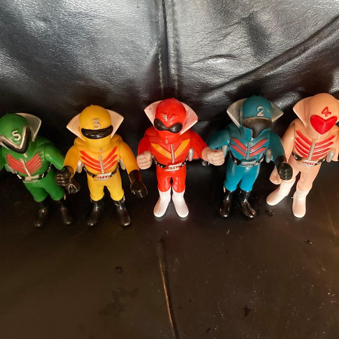 ゴレンジャー　ソフビ　5体　セット　レア　約13センチ　レトロ　当時物