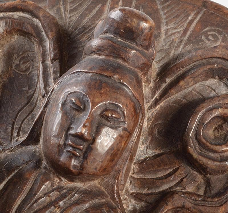 中国　玉石寿山石彫刻　観音像　仏像　置物　V R4494