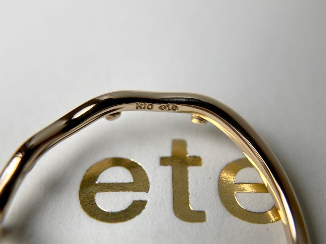 エテ　クラウン　ウェーブ　重ね付け　イエローゴールド　ピンキーリング　k10