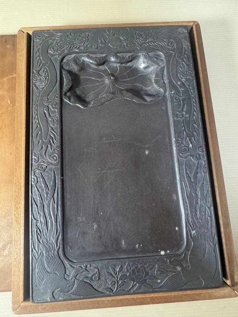 2611 中国 古硯　工芸品 書道具 龍文 彫刻