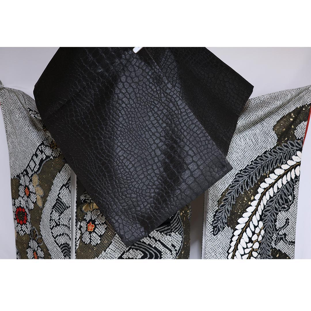 総絞り！◆ 振袖セット ◆165.5cm帯小物付黒白フルセットKS13