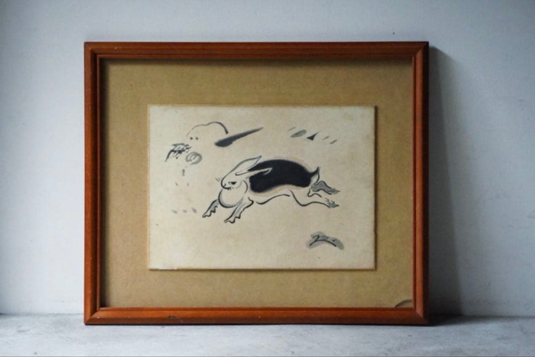 【再掲載】バーナードリーチ 素描 因幡の白兎 うさぎ 色紙 民藝 民芸 みんげい