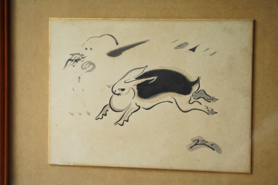 【再掲載】バーナードリーチ 素描 因幡の白兎 うさぎ 色紙 民藝 民芸 みんげい