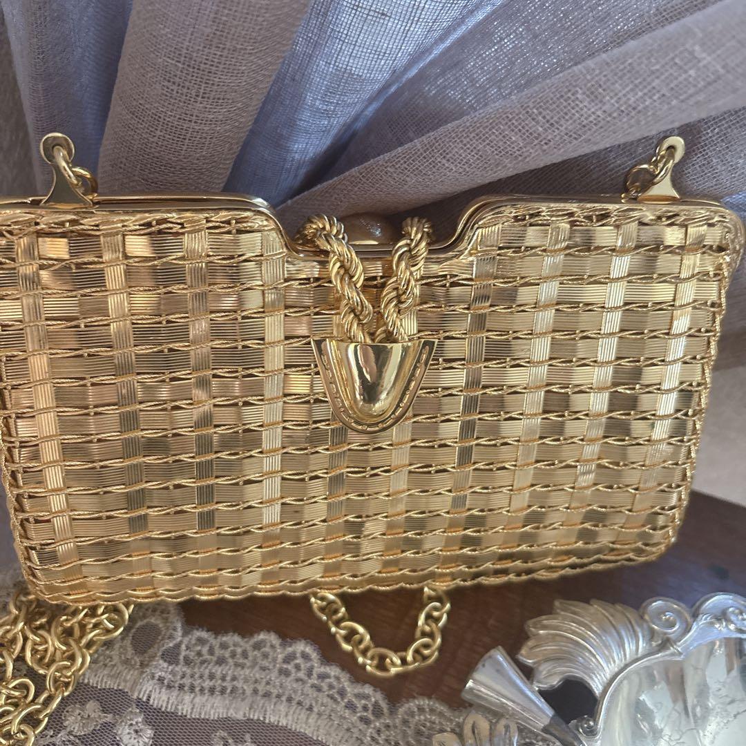 rodo 2way ゴールド　メタル編み　クラッチバック＆ショルダーバック