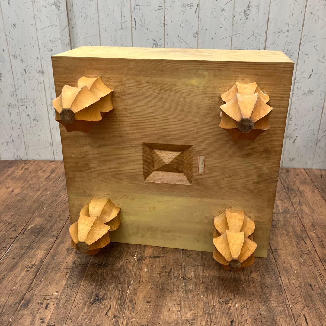 ②昭和レトロ 木製 囲碁版 囲碁盤 板 脚付 へそあり ボードゲーム 伝統ゲーム