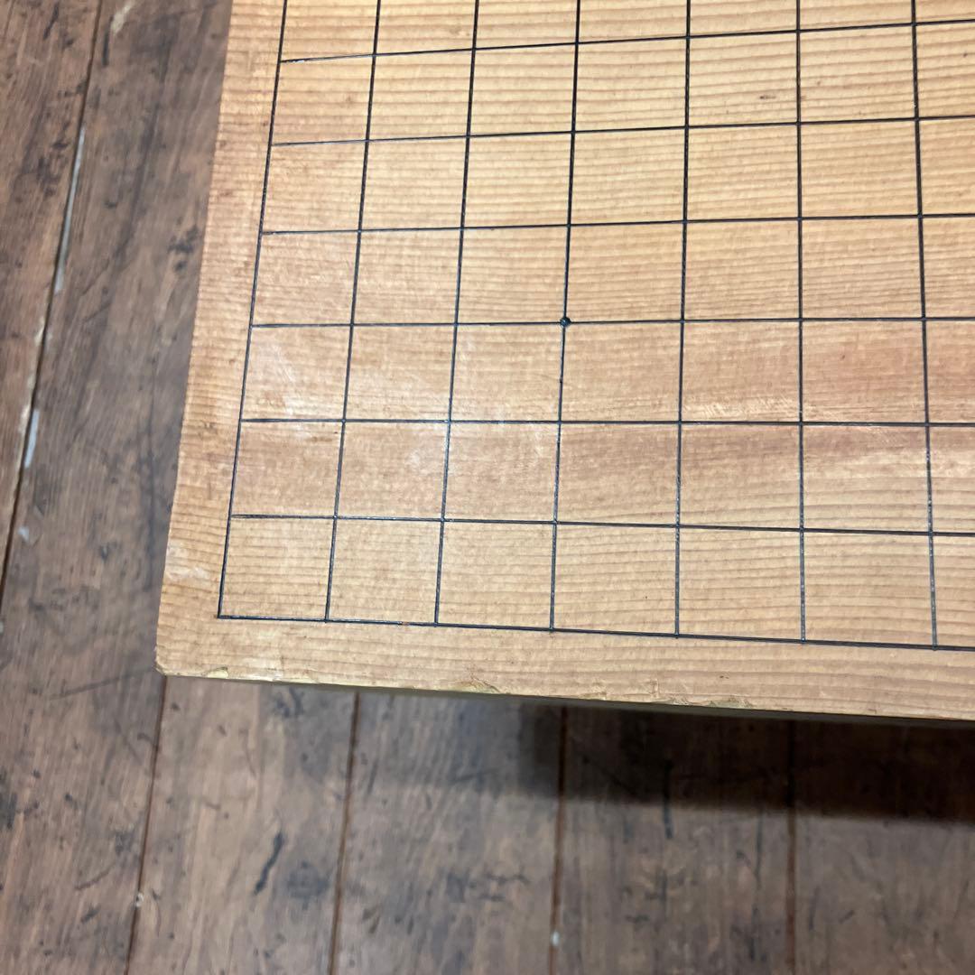 ②昭和レトロ 木製 囲碁版 囲碁盤 板 脚付 へそあり ボードゲーム 伝統ゲーム