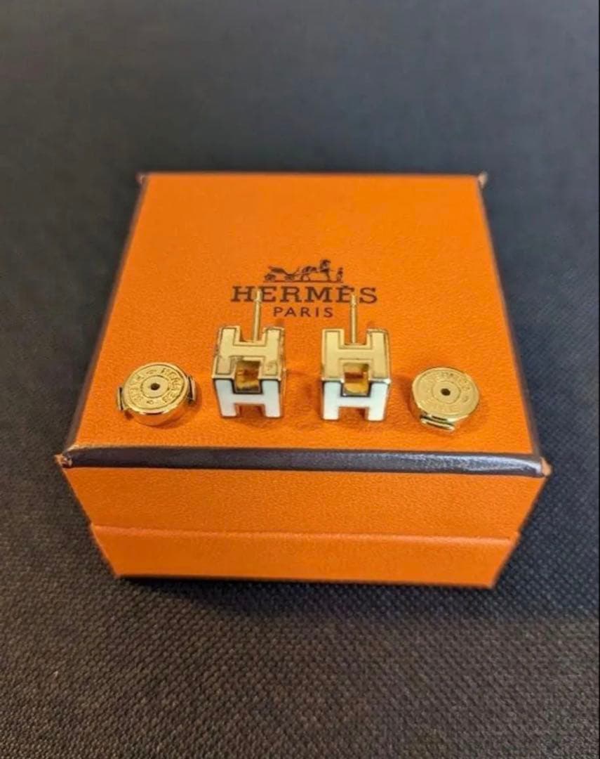 ※訳あり※HERMES☆エルメスピアス　カージュドアッシュ　キューブ　ゴールド