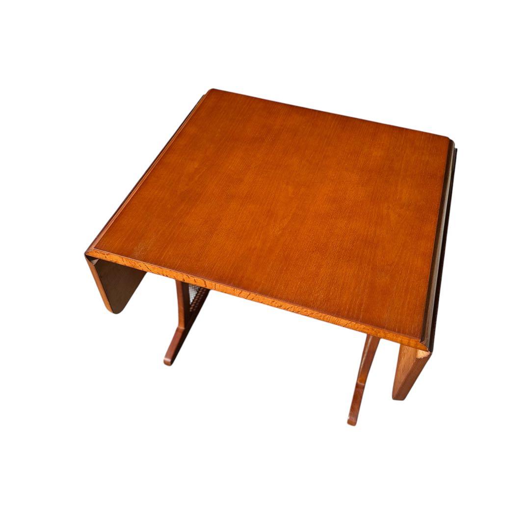 HR622【木目とラタンが美しい】三越ブルージュ　バタフライテーブル　三越家具