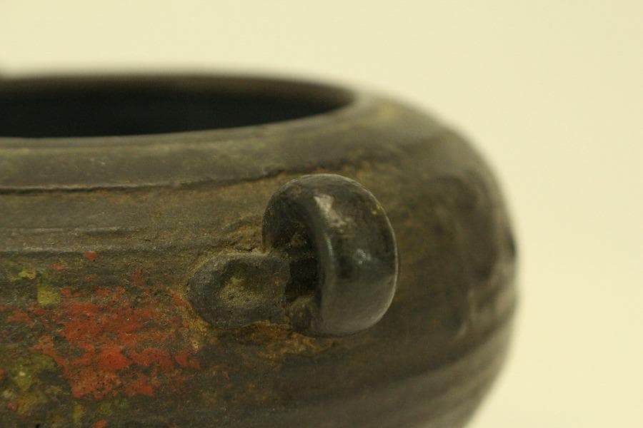 古銅 獅子蓋 香炉 時代物(A975)