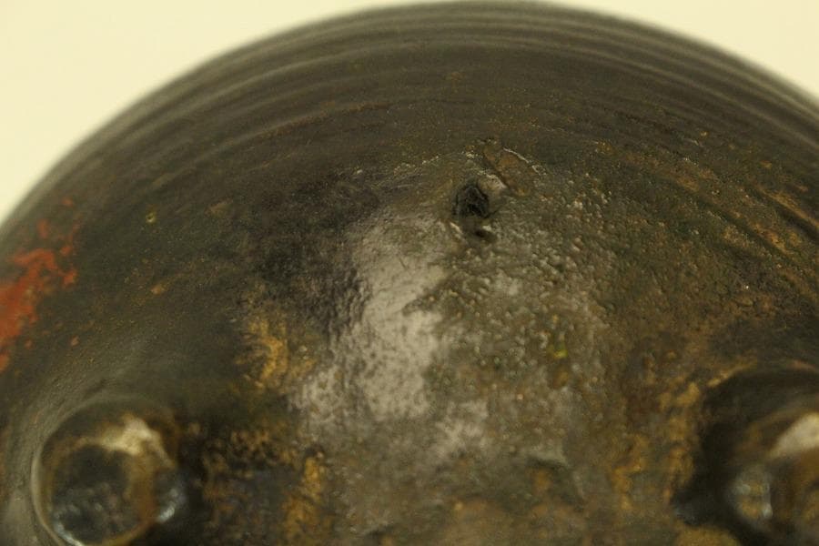 古銅 獅子蓋 香炉 時代物(A975)