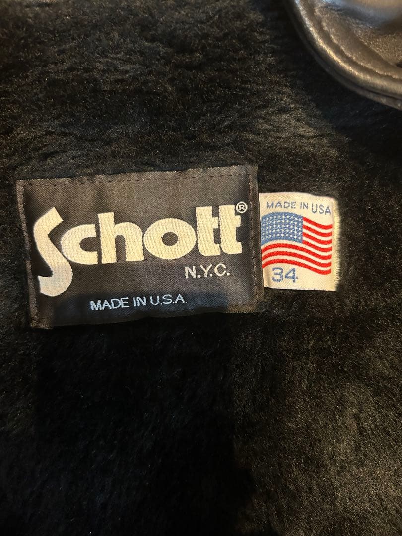 Schott ブラック レザー ジャケット 34