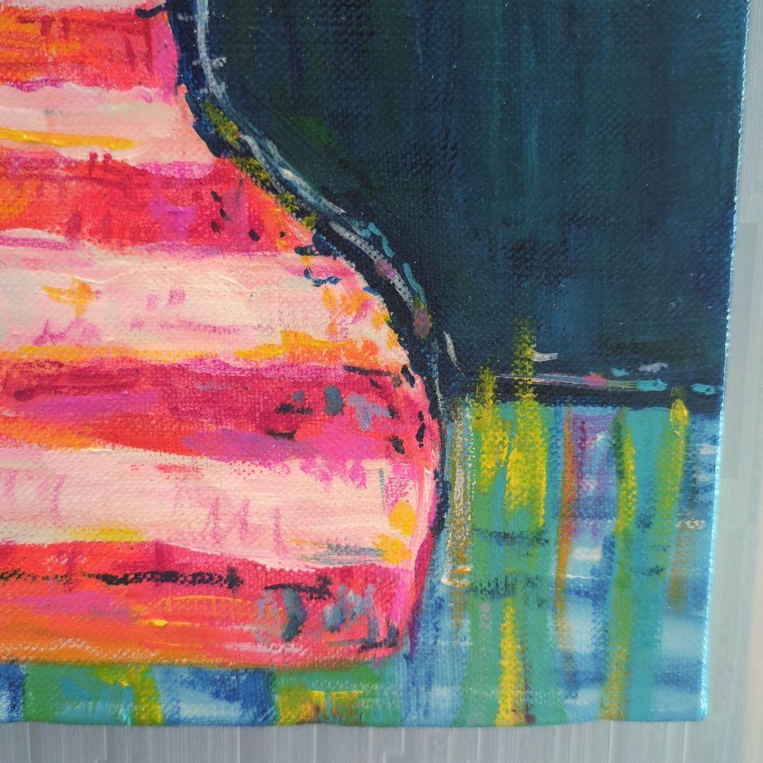 キャンバス油絵 　専用　花瓶に入れた二輪のお花