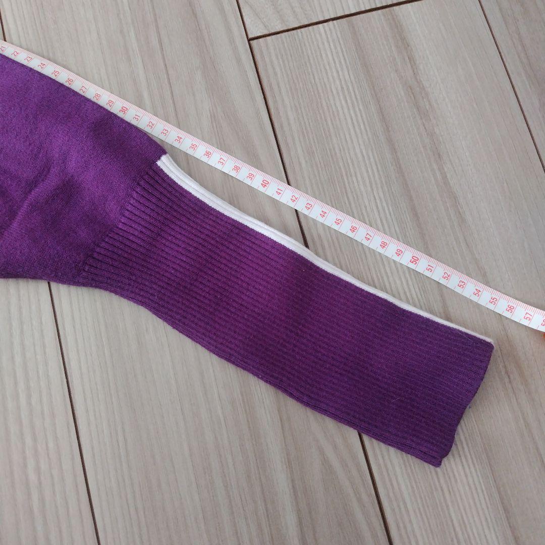 ☆デルソルゴルフ☆紫タートルセーターM 裏起毛スカートL セットアップ上下