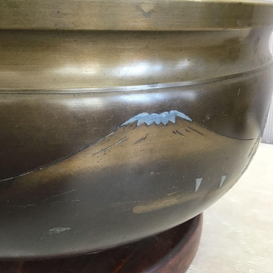 茶道具　灰炉　銅製　木製台•底瓦•前瓦•灰ならし具付　配送用箱　S233HR