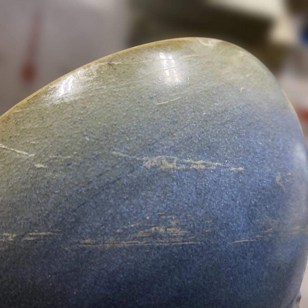 中国　藍釉　鉢　ボウル　窯変釉　美術　工芸品約高さ9cm 径17cm