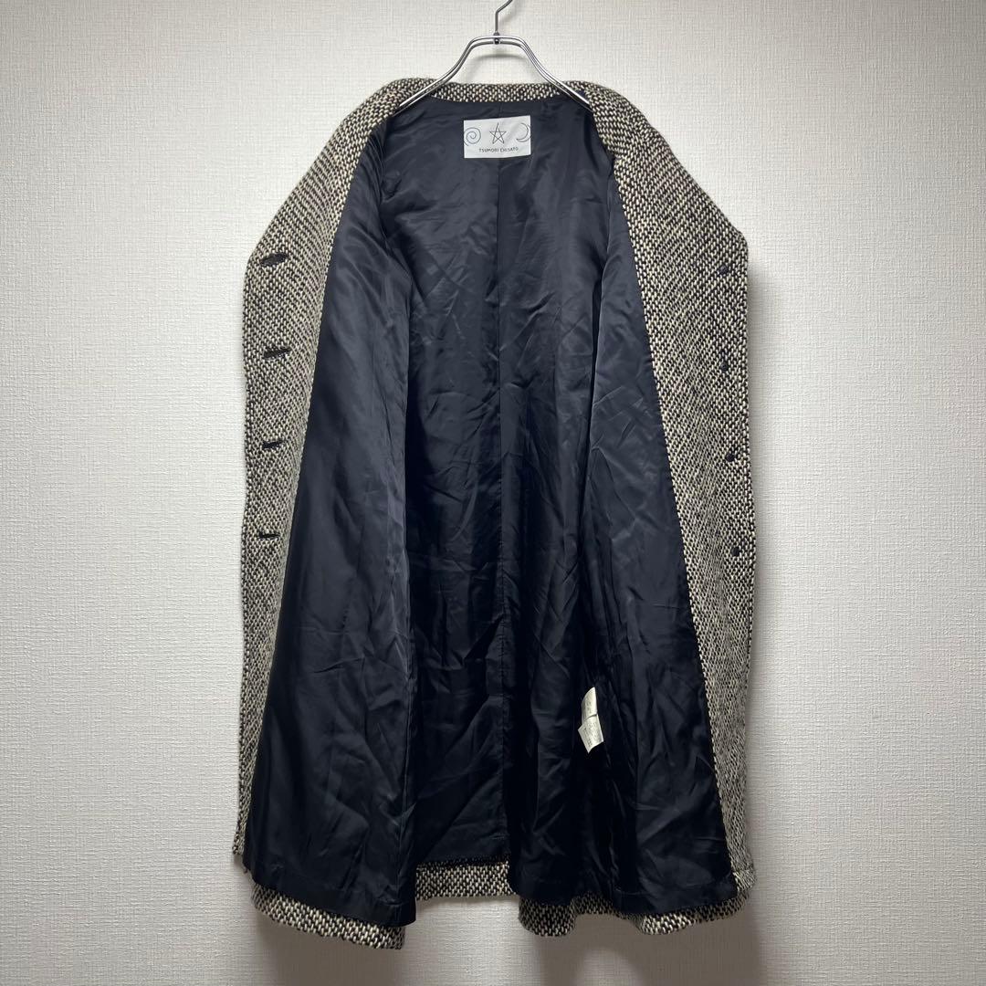 イッセイミヤケ期✨ ツモリチサト ツイードロングチェスターコート 女優襟 M