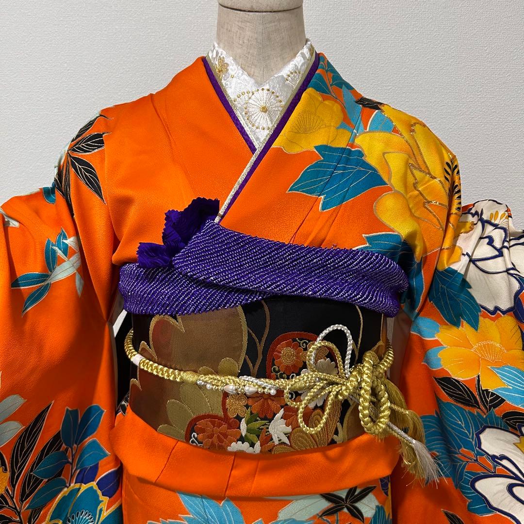 振袖フルセット　大胆な柄　レトロポップ　アンティーク