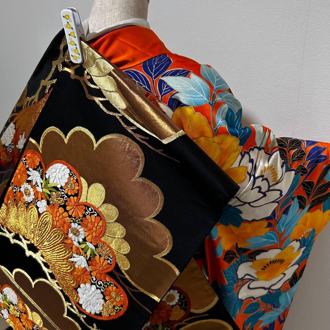 振袖フルセット　大胆な柄　レトロポップ　アンティーク