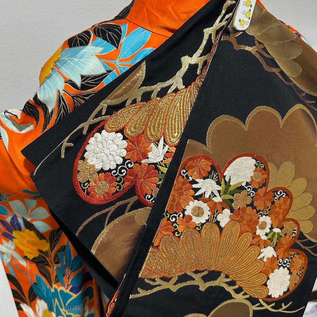 振袖フルセット　大胆な柄　レトロポップ　アンティーク