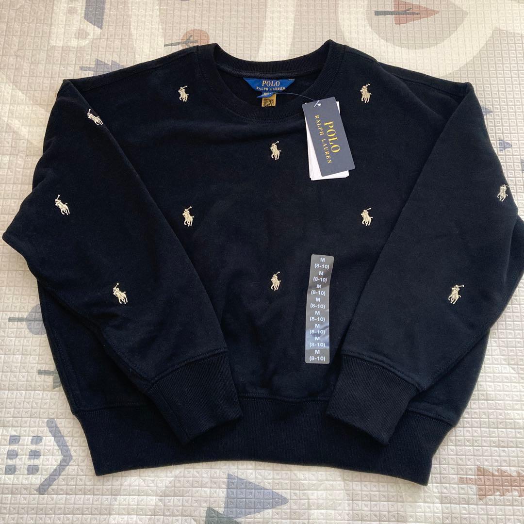 ポロラルフローレン　キッズトレーナー　ポニー総柄　黒　ゴールド　140 新品
