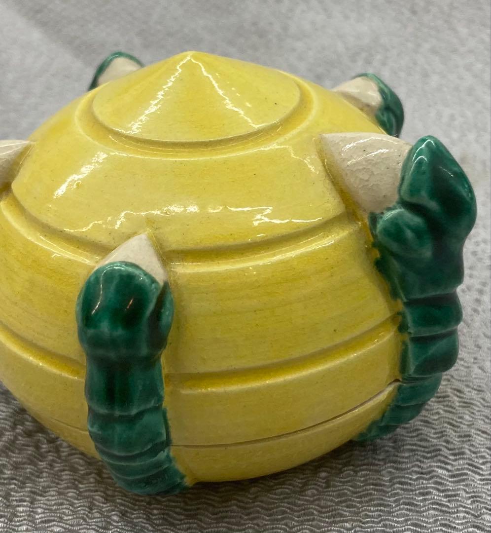 B453s「黄南京宝珠 香合」杉田祥平造　共箱　清閑寺窯　竜爪　香道具　茶道具