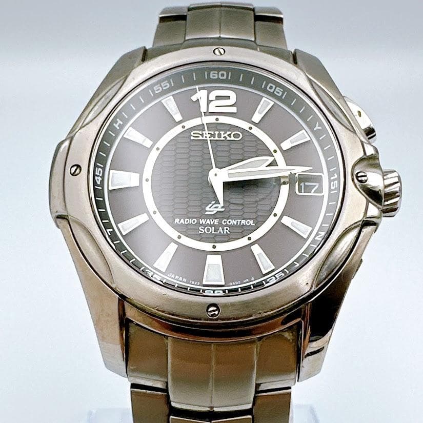 美品 セイコー イグニッション ソーラー電波 デイト メンズ腕時計 動作良好