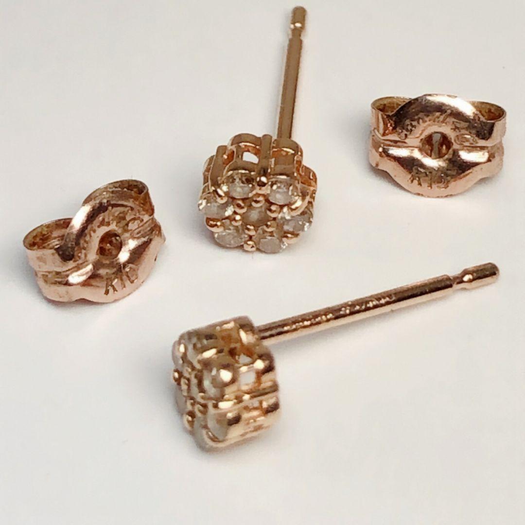 Canal 4℃ K10ピンクゴールド お花 フラワー ダイヤ ピアス (21)