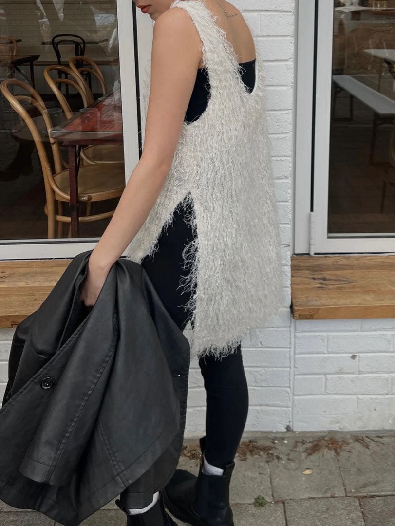 efu EATHER SLEEVELESS TOP ホワイトF