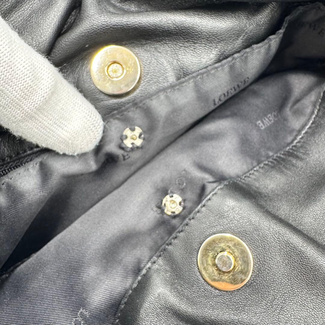 ロエベ フラメンコ アナグラム ナッパレザー ショルダーバッグ 巾着 ブラック