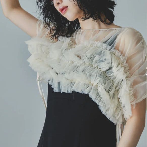 ANDRESD ボリュームソフトチュールドレス オケージョン ワンピース M