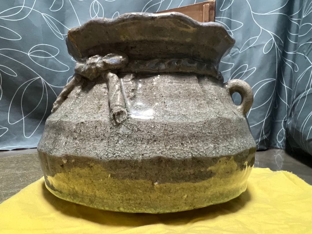 三輪雪堂 九代三輪休雪 萩砂金袋水指 共箱 古竈 茶道具