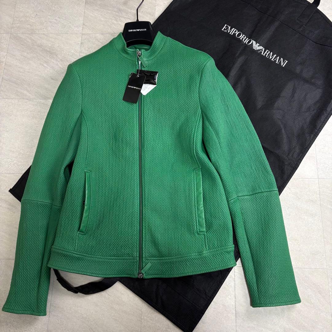 新品タグ付き ARMANI エンポリオアルマーニ ラムレザージャケット シングル