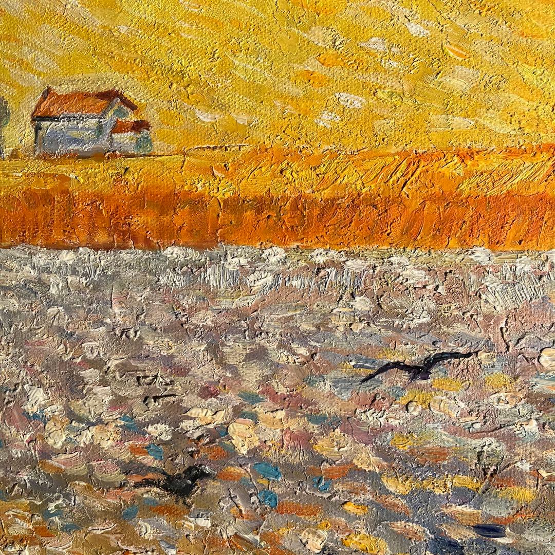 ★秀作★手書き油絵 ゴッホ 種蒔く人 肉筆絵画 額付き インテリア 油彩画