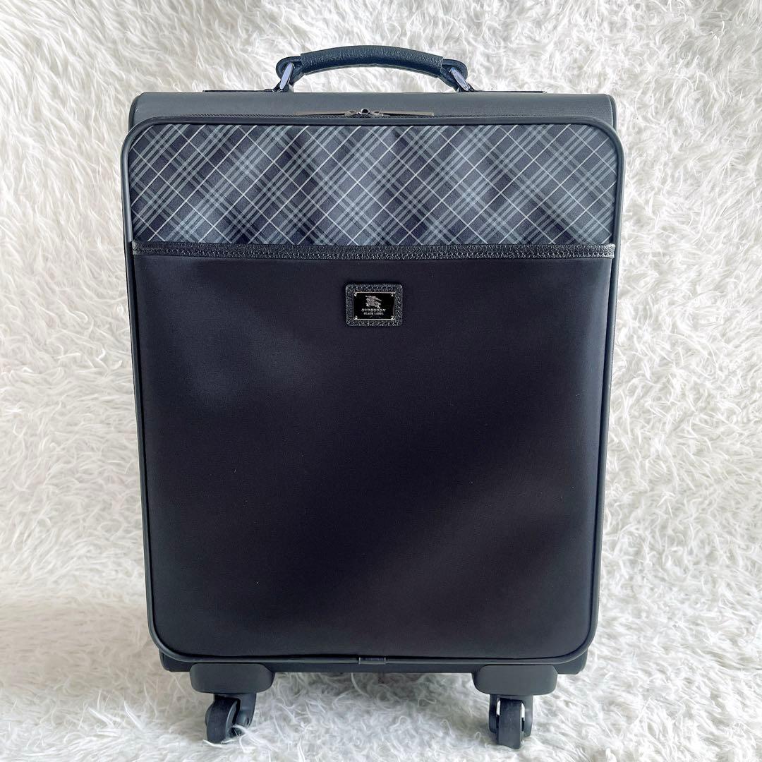 希少✨【バーバリーブラックレーベル】キャリーケース ブラック チェック 鍵付き