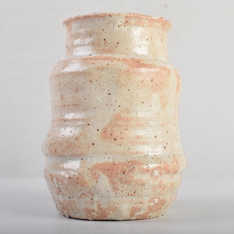 瀬戸焼　加藤重高作　志野花生　共箱　C　R9115