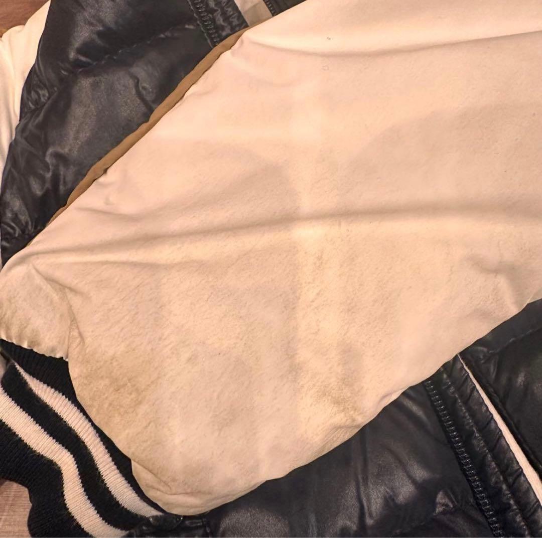 モンクレール 92cmフード付きダウンジャケット ネイビー/ホワイト