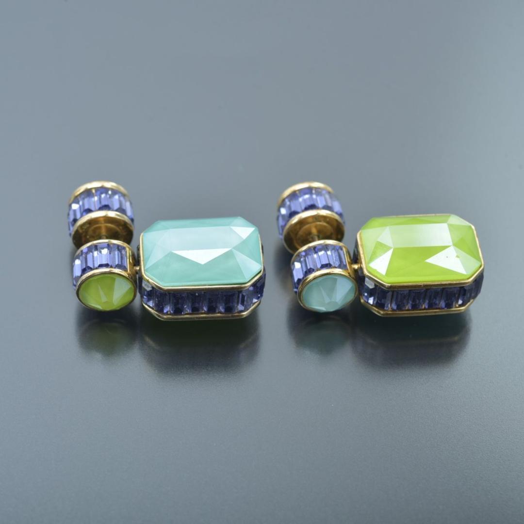 美品 スワロフスキー オルビタドロップ ピアス 両耳 オクタゴンカット ゴールド