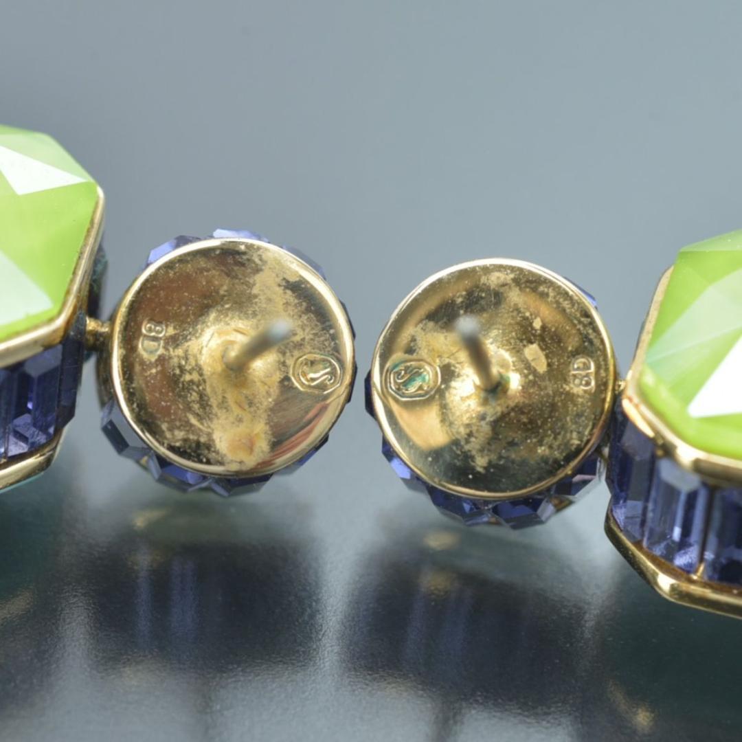 美品 スワロフスキー オルビタドロップ ピアス 両耳 オクタゴンカット ゴールド