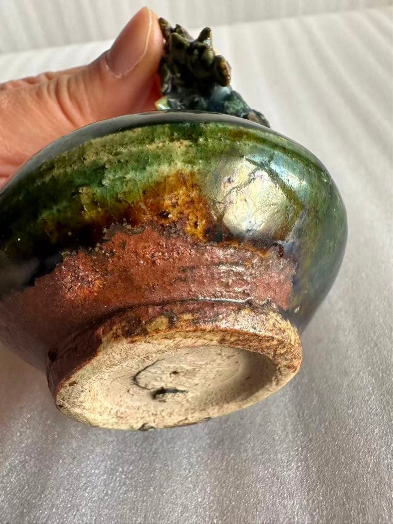 古織部焼 鶏の形 古美術 工芸品 花器 高さ約8.5cm 花瓶 一輪挿し 花入